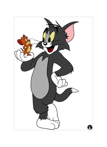 Tom And Jerry Themed Metallic Plate White/Grey/Pink 20x15centimeter