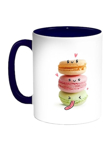 Food Time Printed Coffee Mug White/Blue/Pink 11ounce