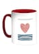 Heart-Shaped Fishing Net Printed Coffee Mug Red/White/Blue
