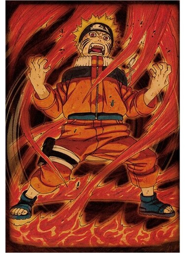 Naruto Anime Retro Kraft Decorative Poster Multicolour 60 x 90cm