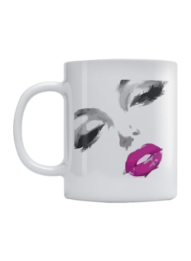 Lips Printed Coffee Mug White/Black/Purple
