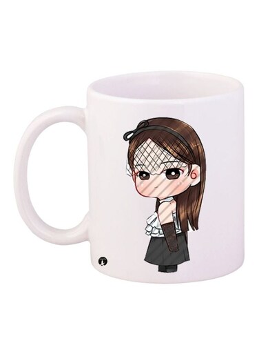 Anime Printed Coffee Mug White/Brown/Grey 11ounce
