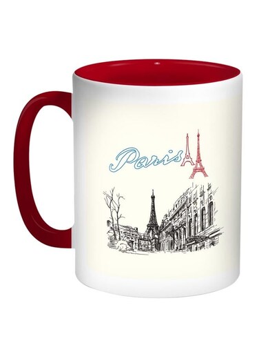 Paris Eiffel Tower Printed Coffee Mug Red/White/Blue 11ounce
