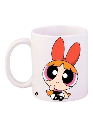 Cartoon Printed Coffee Mug White/Red/Beige 11ounce