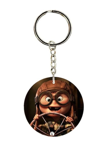 Dual Side Disney Character Printed Keychain Silver/Brown/Beige