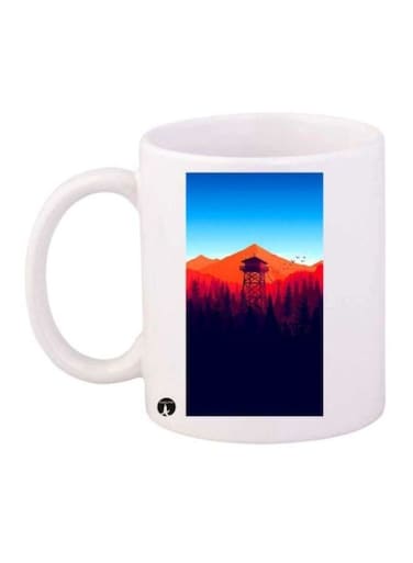 Mountain Printed Mug White/Orange/Red