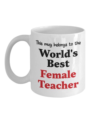 World's Best Female Teacher Printed Coffee Mug White/Black/Red