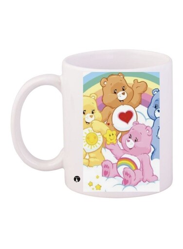 Printed Ceramic Coffee Mug White/Yellow/Pink