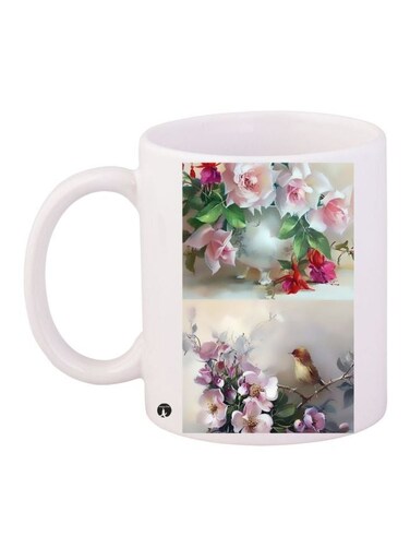 Floral Printed Coffee Mug White/Pink/Green