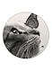 Cat And Butterfly Printed Wooden Fridge Magnet Grey 5.5cm