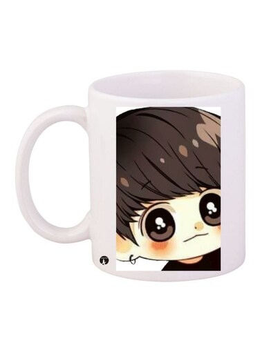 Cartoon Boy Printed Coffee Mug White/Brown/Beige