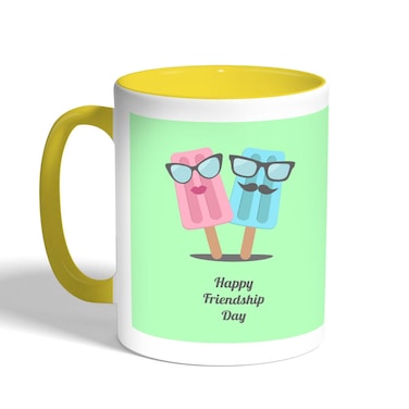 Happy Friendship Day Printed Coffee Mug, Yellow 11 Ounce