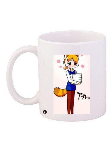 Anime Printed Coffee Mug White/Brown/Blue 11ounce