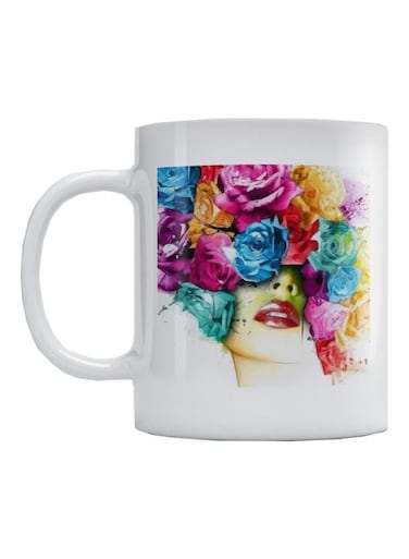Roses Printed Mug White/Blue/Red