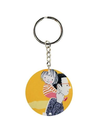 Double Sided Father Child Printed Keychain