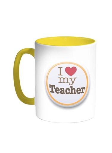 I Love My Teacher Printed Coffee Mug Yellow