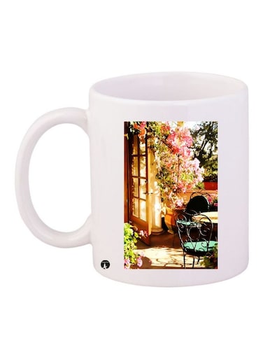 Floral Printed Ceramic Coffee Mug White/Pink/Green