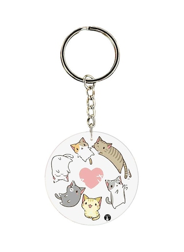 Cats Printed Keychain Multicolour