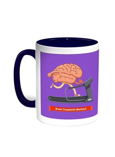 Brain Treadmill Workout Printed Coffee Mug Blue/White 11ounce