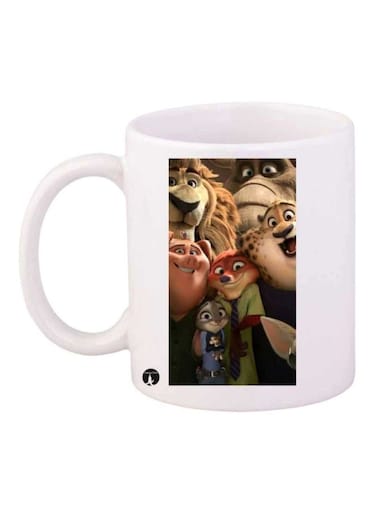 Zootopia Printed Mug White/Brown/Green Standard Size