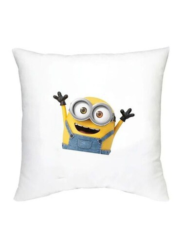 Minion Character Printed Cushion White/Yellow/Blue 16x16inch