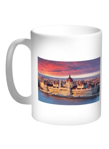 Paris Printed Coffee Mug White/Red/Blue 11ounce
