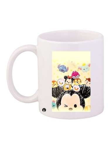 Cartoon Printed Coffee Mug White/Beige/Black 11ounce