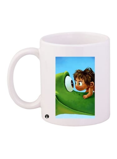 Cartoon Character Printed Coffee Mug White/Green/Blue 11ounce