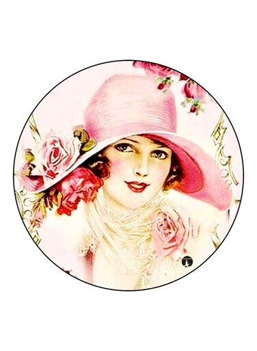 Girl Printed Fridge Magnet Beige/Pink/Green 5.5cm