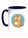 Cat Expression Graphics Printed Coffee Mug Blue/White/Yellow 11ounce