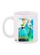 Cartoon Printed Coffee Mug White/Blue/Green 11ounce