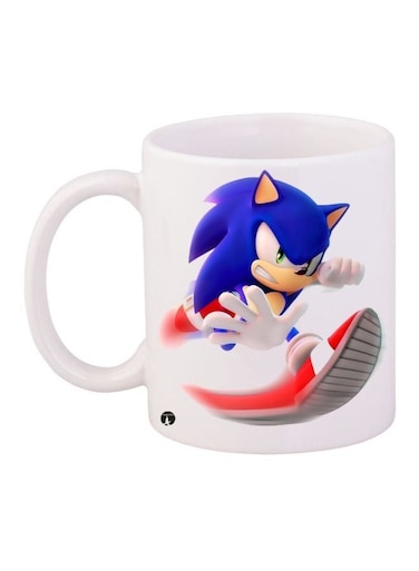 Sonic The Hedgehog Printed Ceramic Coffee Mug White/Blue/Red 11ounce
