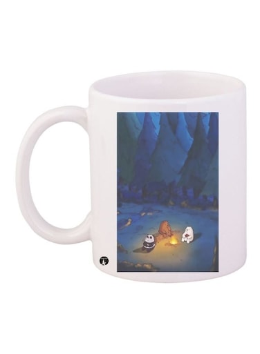 Cartoon Printed Coffee Mug White/Blue/Yellow 11ounce
