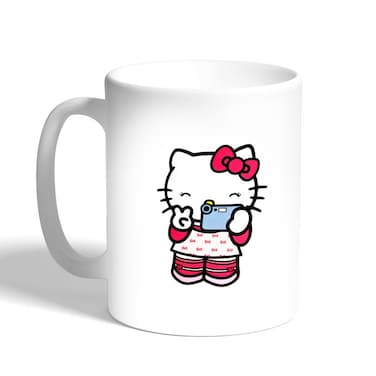 Hello Kitty Printed Coffee Mug, White 11 Ounce