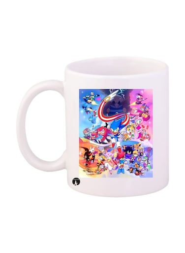 Sonic Video Game Printed Mug White/Blue/Red Standard Size