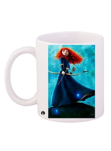 Brave Printed Coffee Mug White/Blue/Red