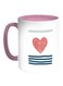 Heart-Shaped Fishing Net Printed Coffee Mug White/Pink 11ounce