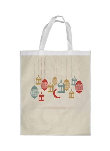 Ramadan Lanterns Printed Shopping Bag Beige/White