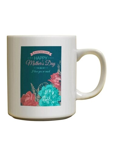 Happy Mother's Day Printed Coffee Mug White/Blue/Pink 12ounce