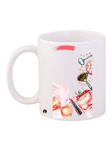 Cosmetics Printed Coffee Mug White/Pink/Green