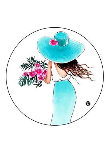 Woman Printed Fridge Magnet Round Multicolour