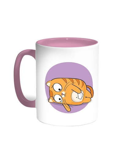 Expression Graphics - Cat Printed Coffee Mug Pink/White 11ounce