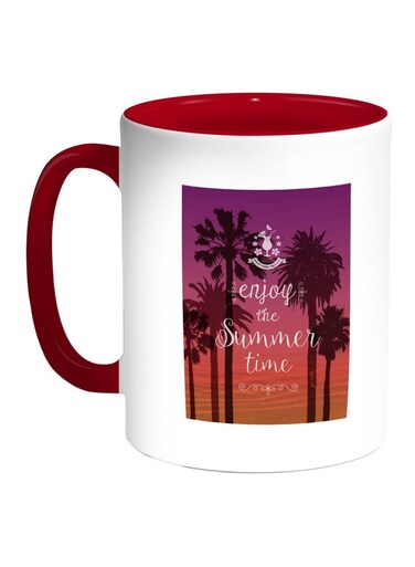 Enjoy The Summer Time Printed Coffee Mug Red/White/Purple 11ounce