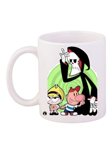 Cartoon Printed Coffee Mug White/Green/Black 11ounce