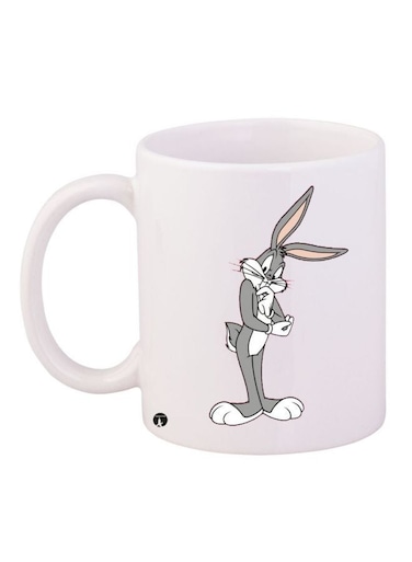 Looney Tunes Printed Coffee Mug White/Grey/Beige 11ounce