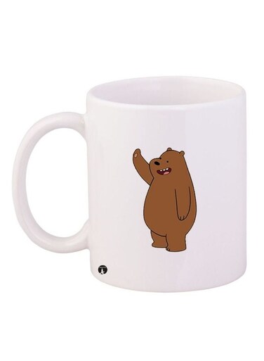 Bear Printed Coffee Mug White/Brown 11ounce