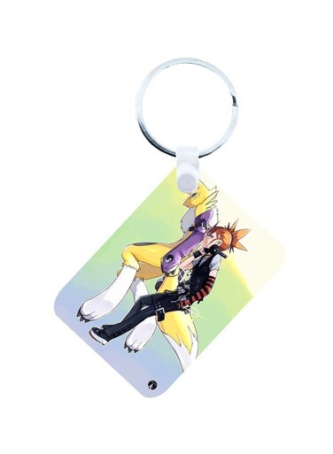 Anime Digimon Printed Keychain White/Yellow/Black