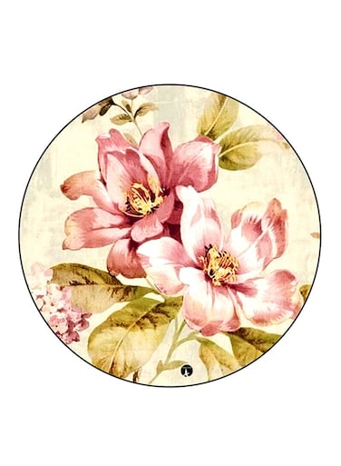 Flowers Printed Fridge Magnet Round Multicolour