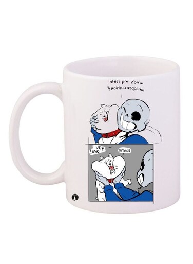 Cartoon Printed Coffee Mug White/Blue/Grey 11ounce