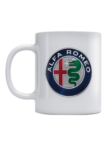 Alfa Romeo Logo Printed Mug White/Blue/Green 350ml